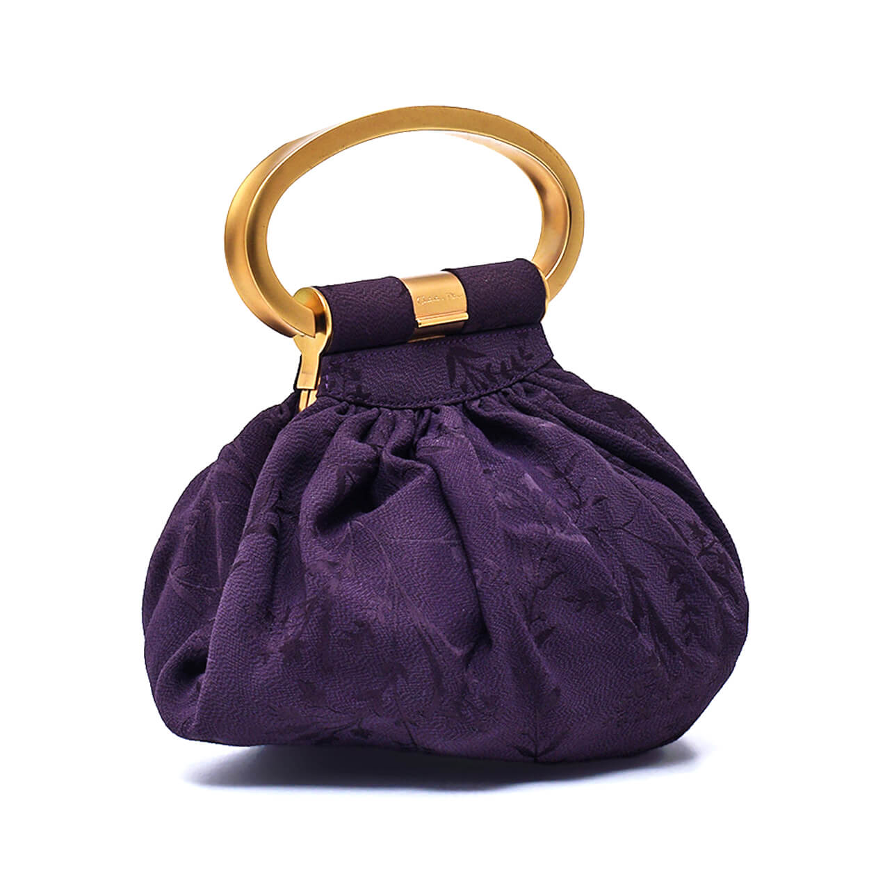 Christian Dior - Vintage Damson Silk & Gold Toned Ring Top Handle Bag